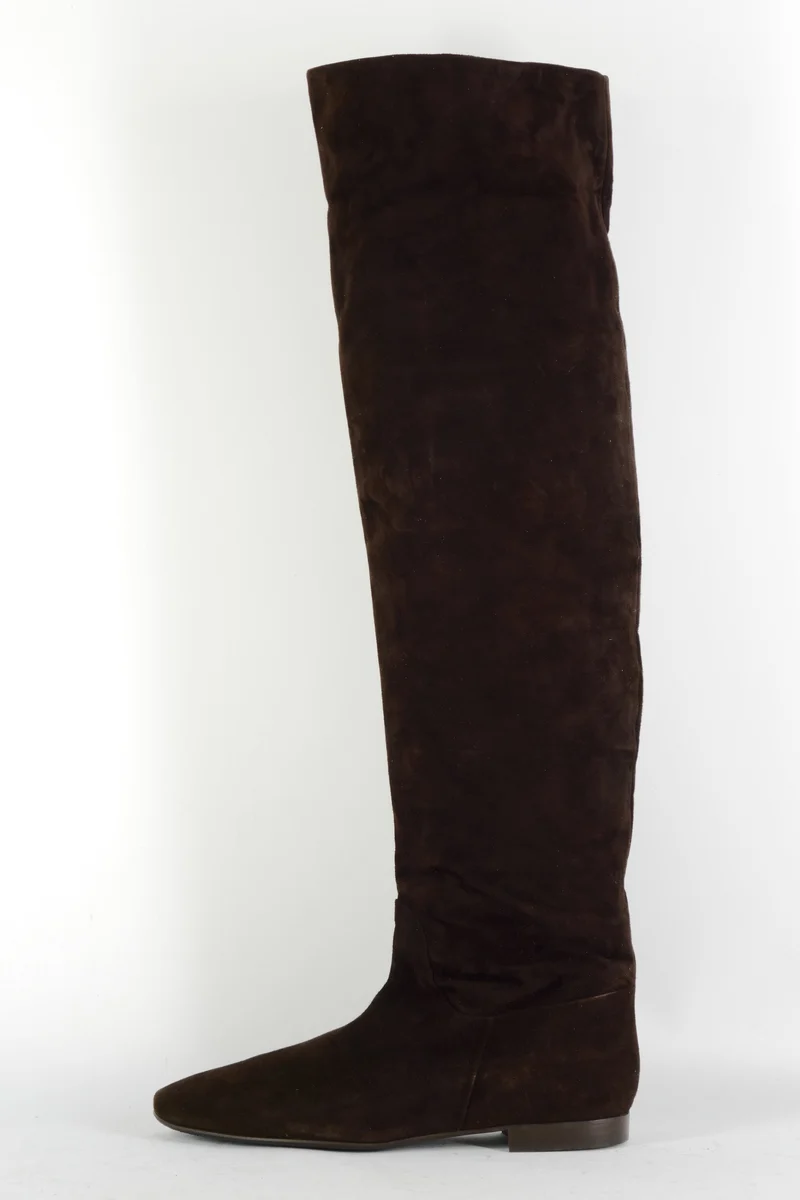 Overknees Wildleder dunkelbraun