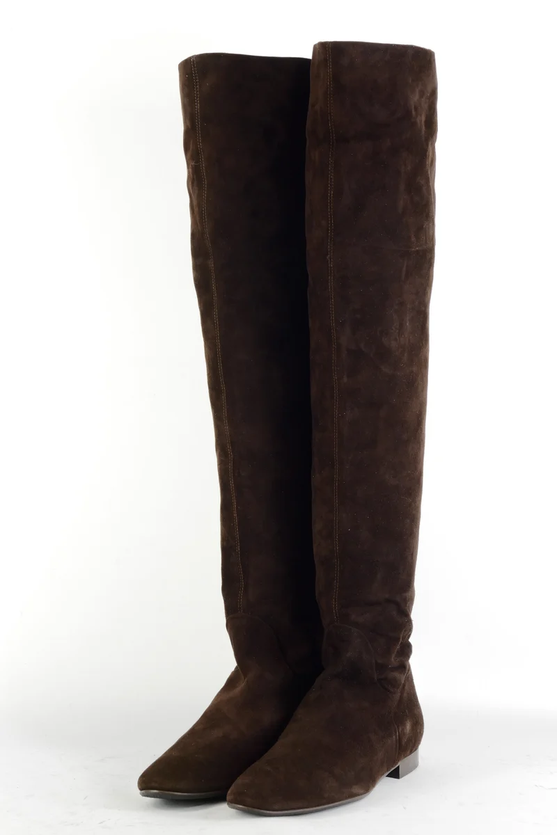 Overknees Wildleder dunkelbraun
