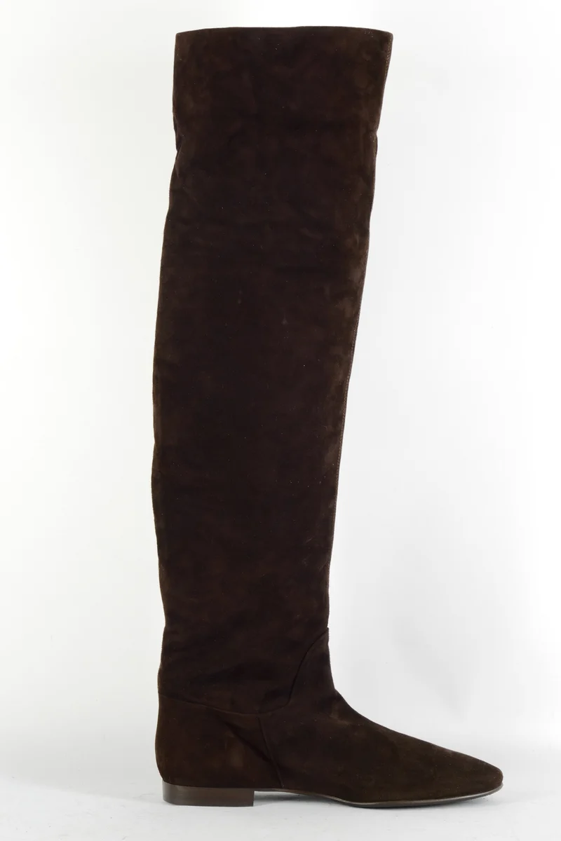 Overknees Wildleder dunkelbraun