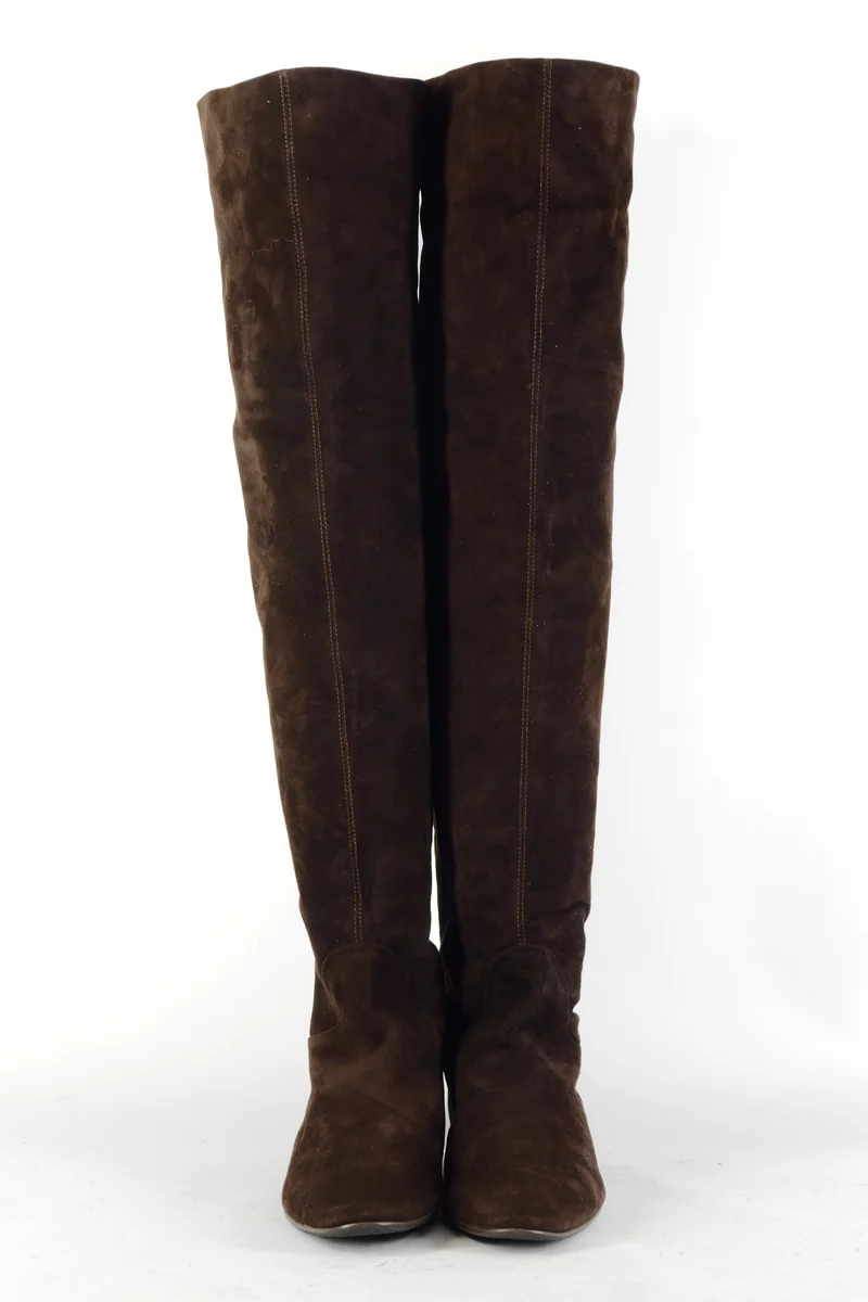 Overknees Wildleder dunkelbraun