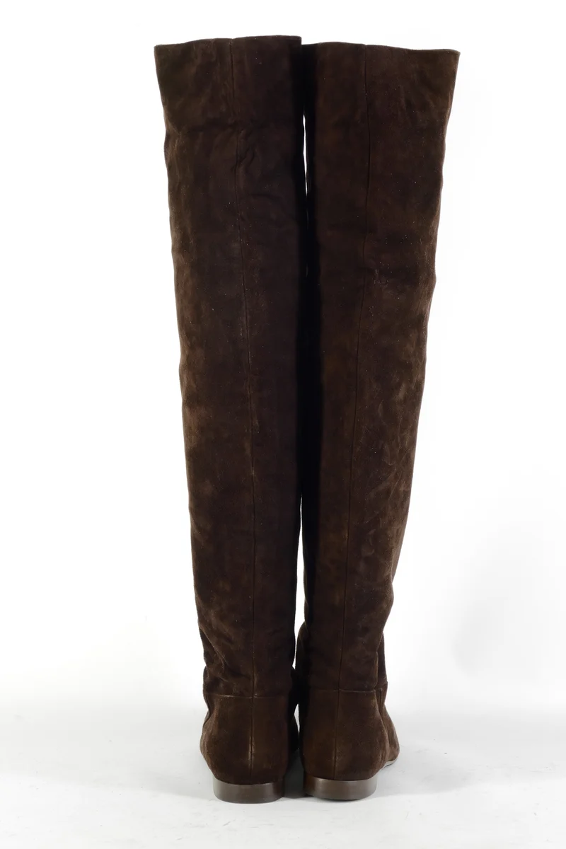 Overknees Wildleder dunkelbraun