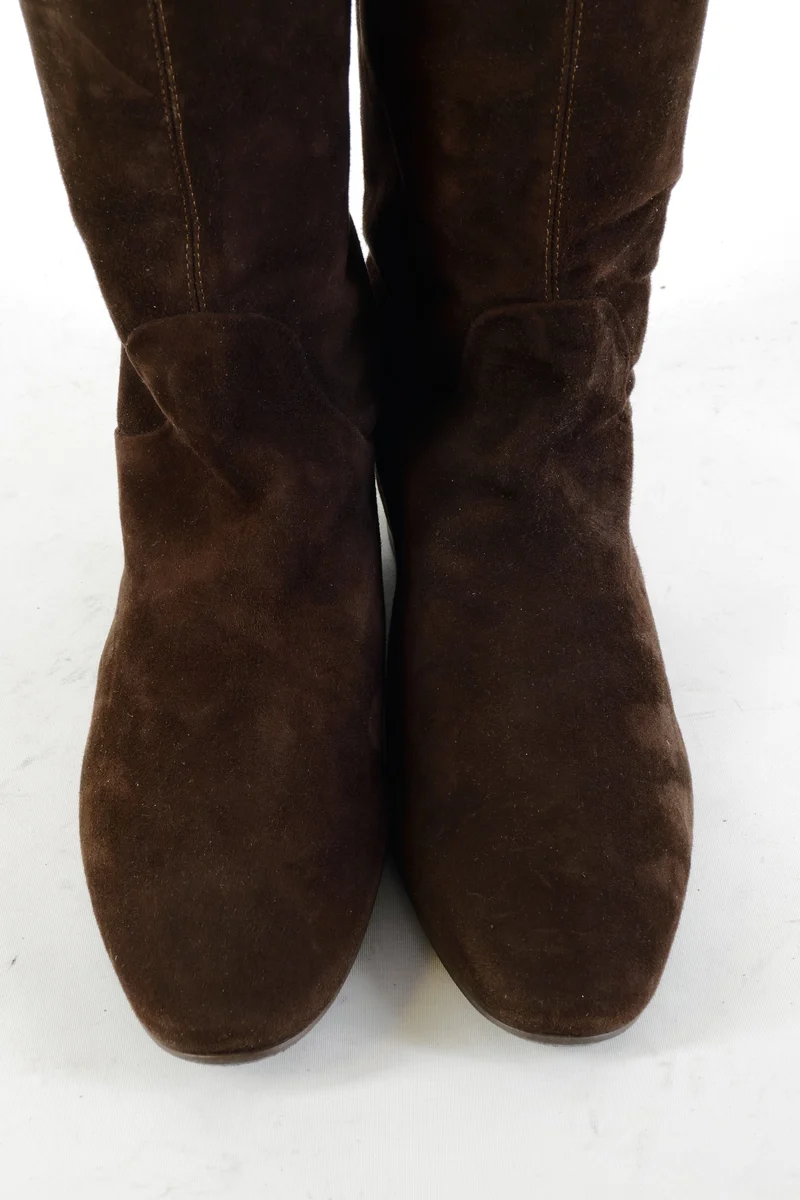 Overknees Wildleder dunkelbraun