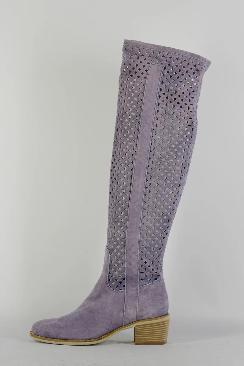 Hohe Stiefel Leder flieder