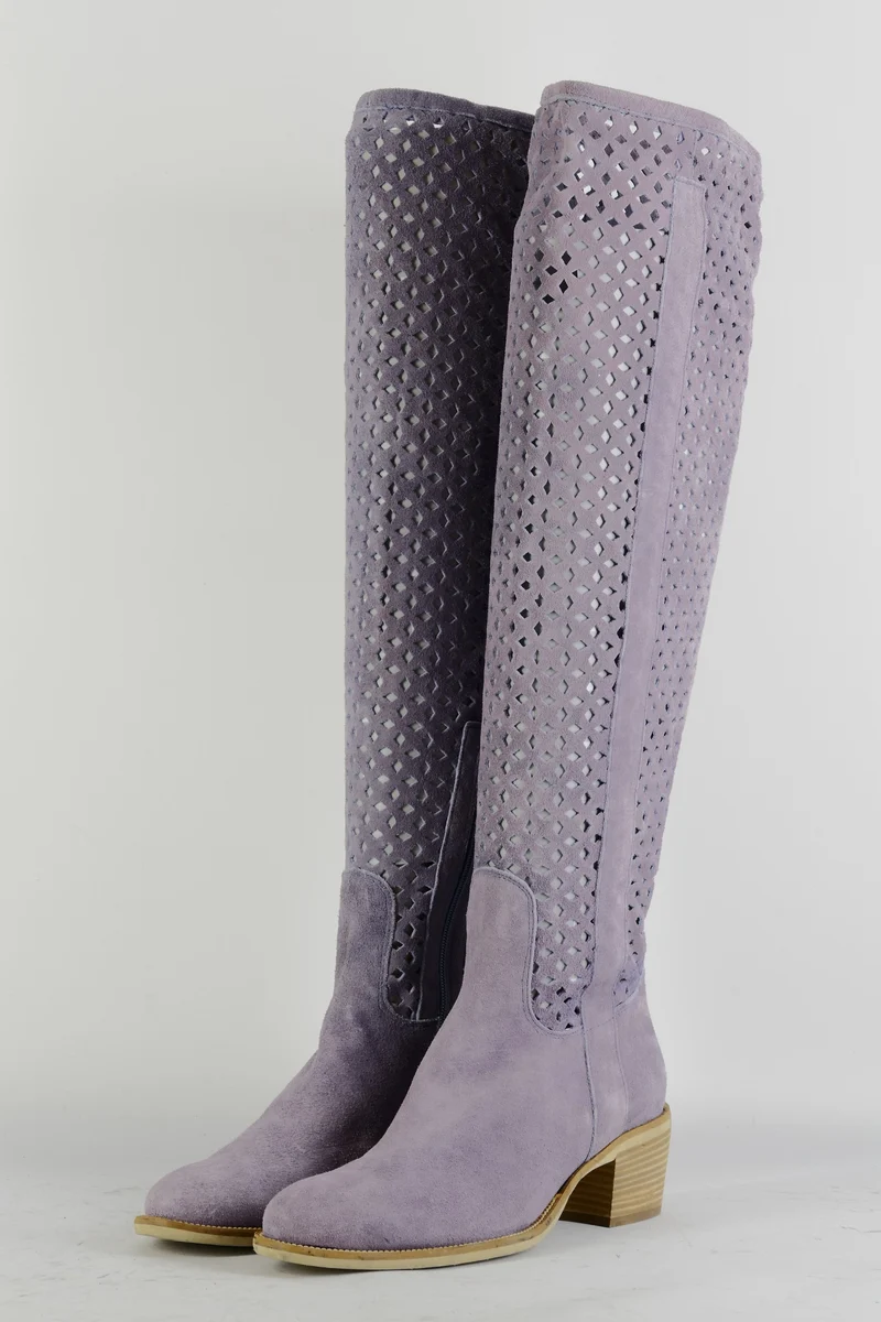 Hohe Stiefel Leder flieder