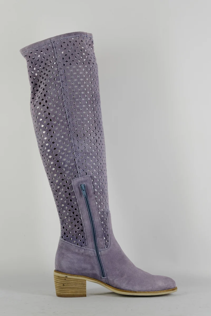 Hohe Stiefel Leder flieder