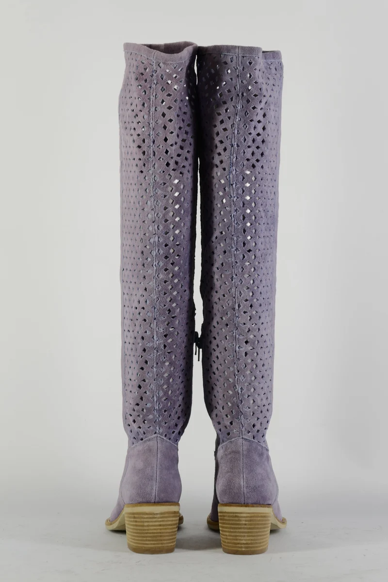 Hohe Stiefel Leder flieder