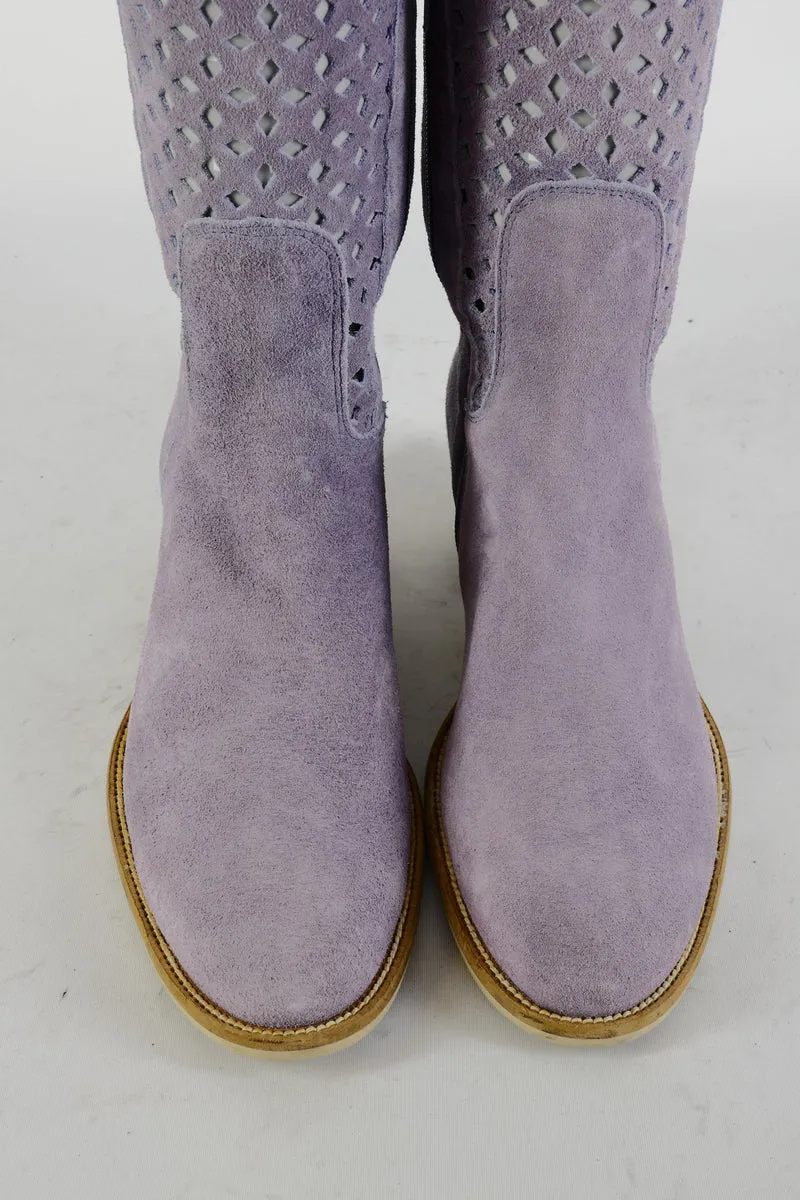 Hohe Stiefel Leder flieder