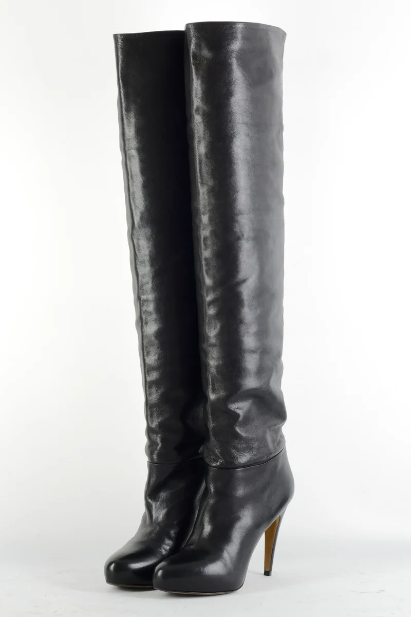 Overknees Leder schwarz