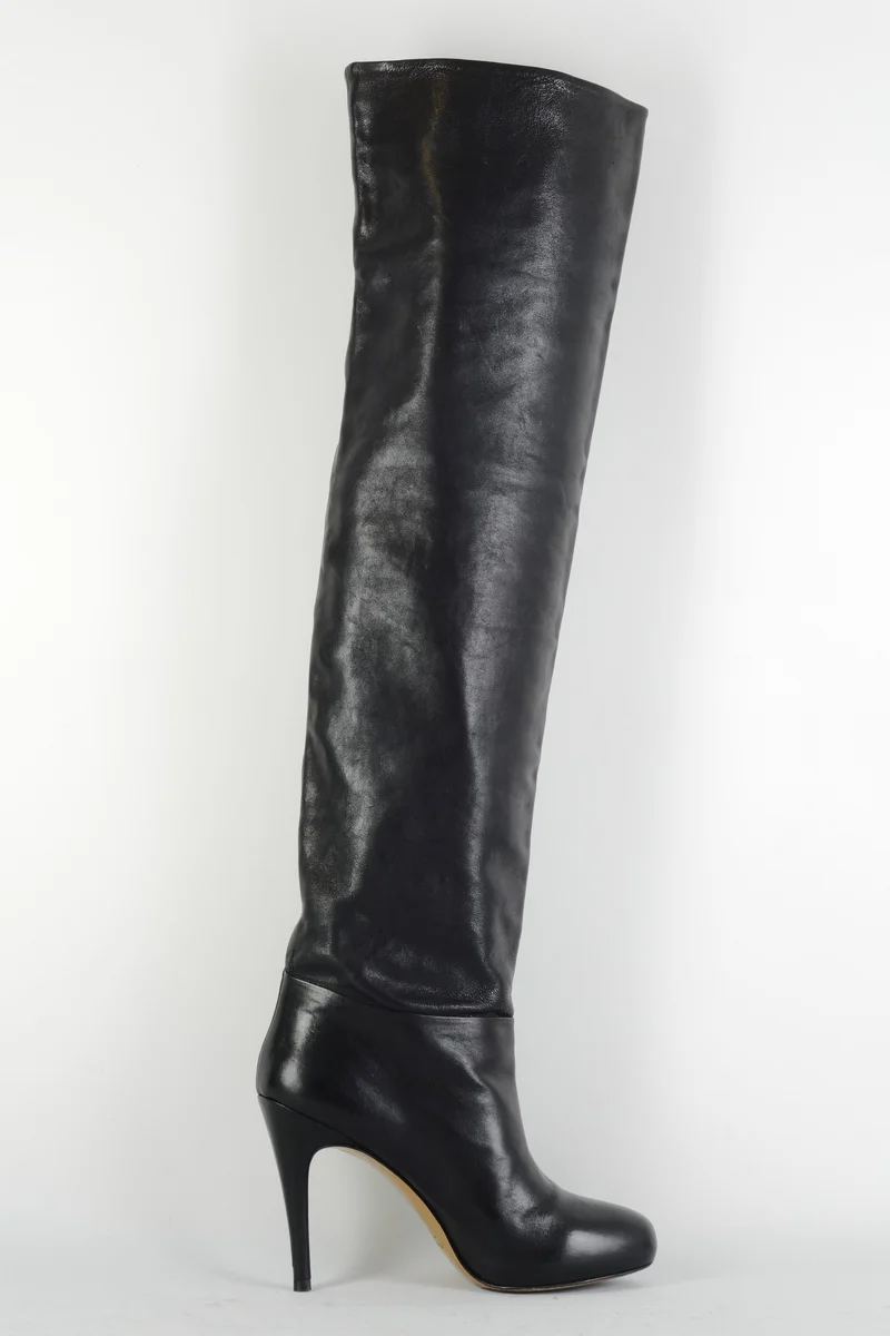Overknees Leder schwarz