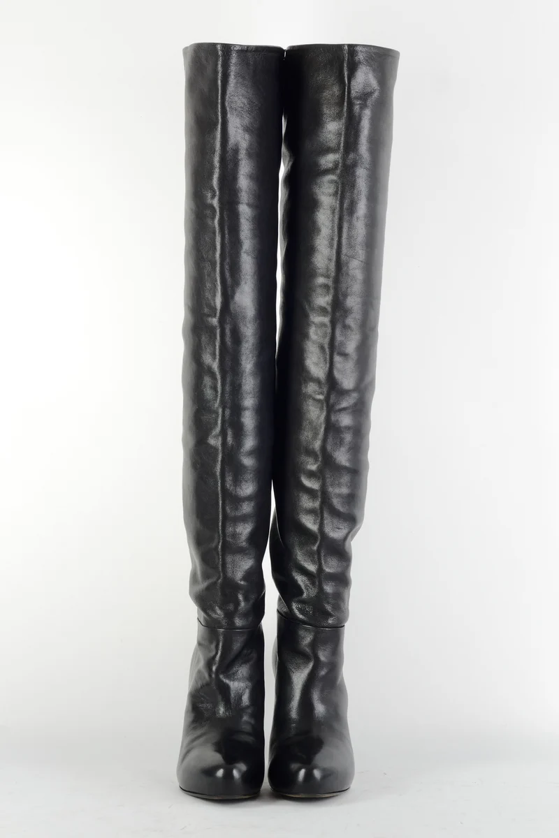 Overknees Leder schwarz