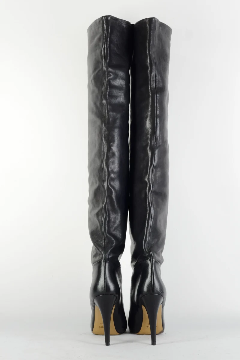 Overknees Leder schwarz