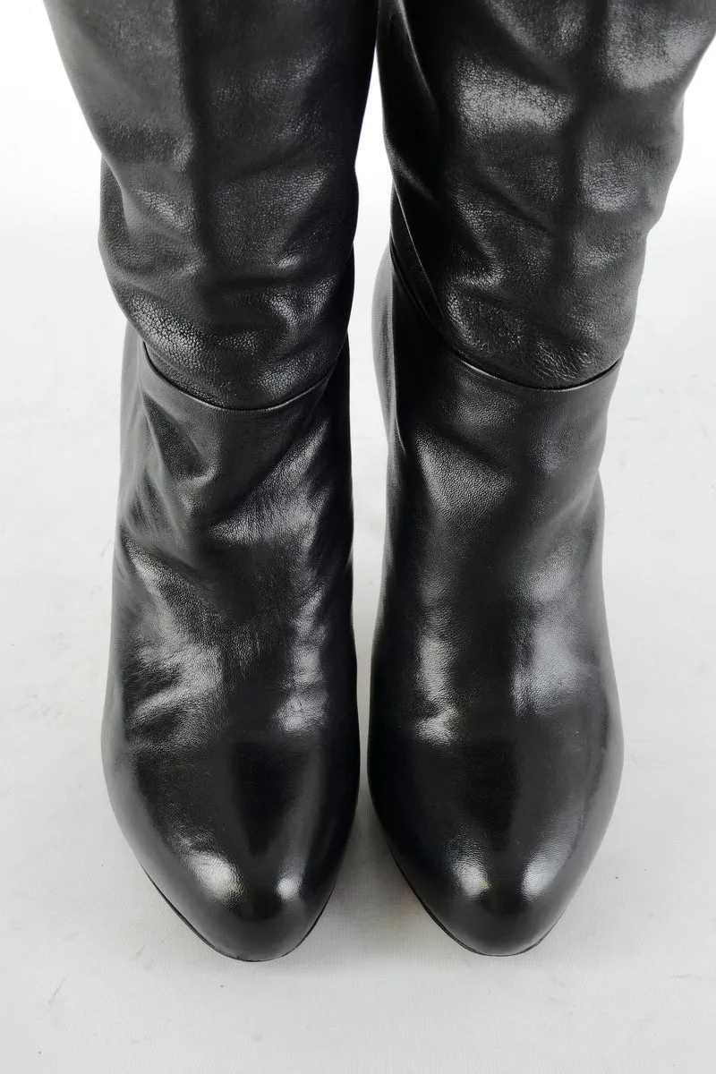 Overknees Leder schwarz