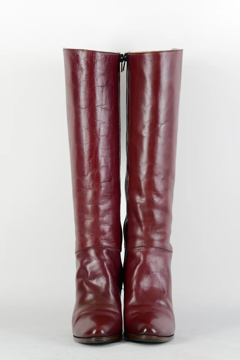 Vintage-Stiefel Leder bordeaux