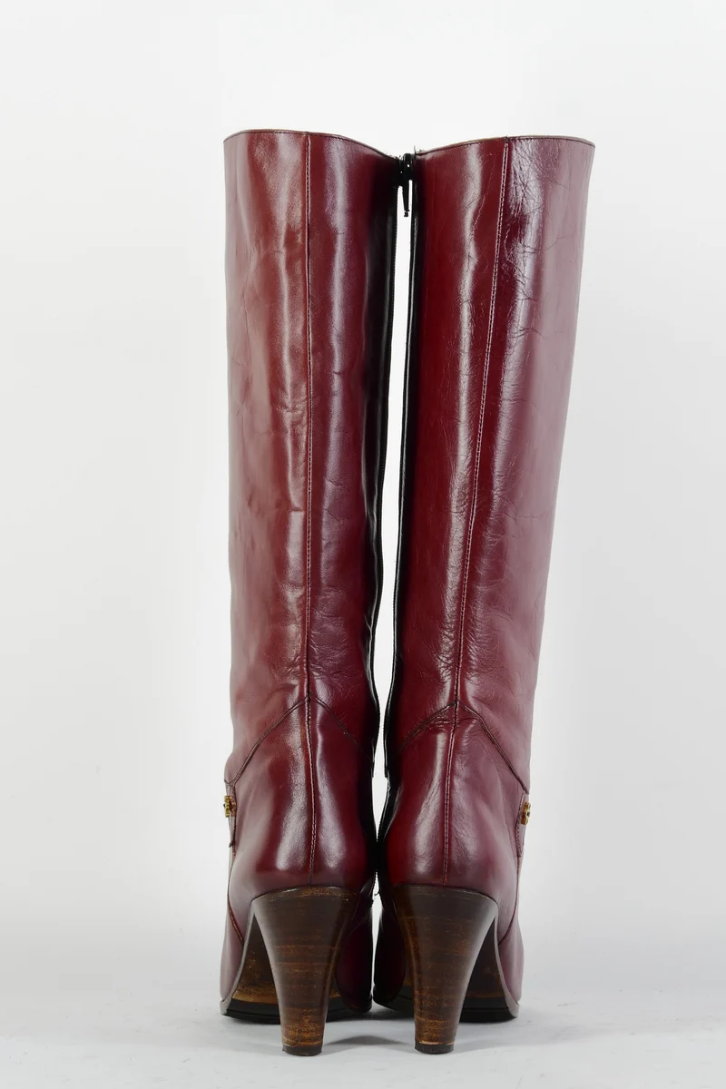 Vintage-Stiefel Leder bordeaux
