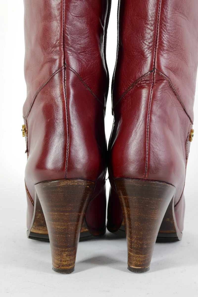 Vintage-Stiefel Leder bordeaux
