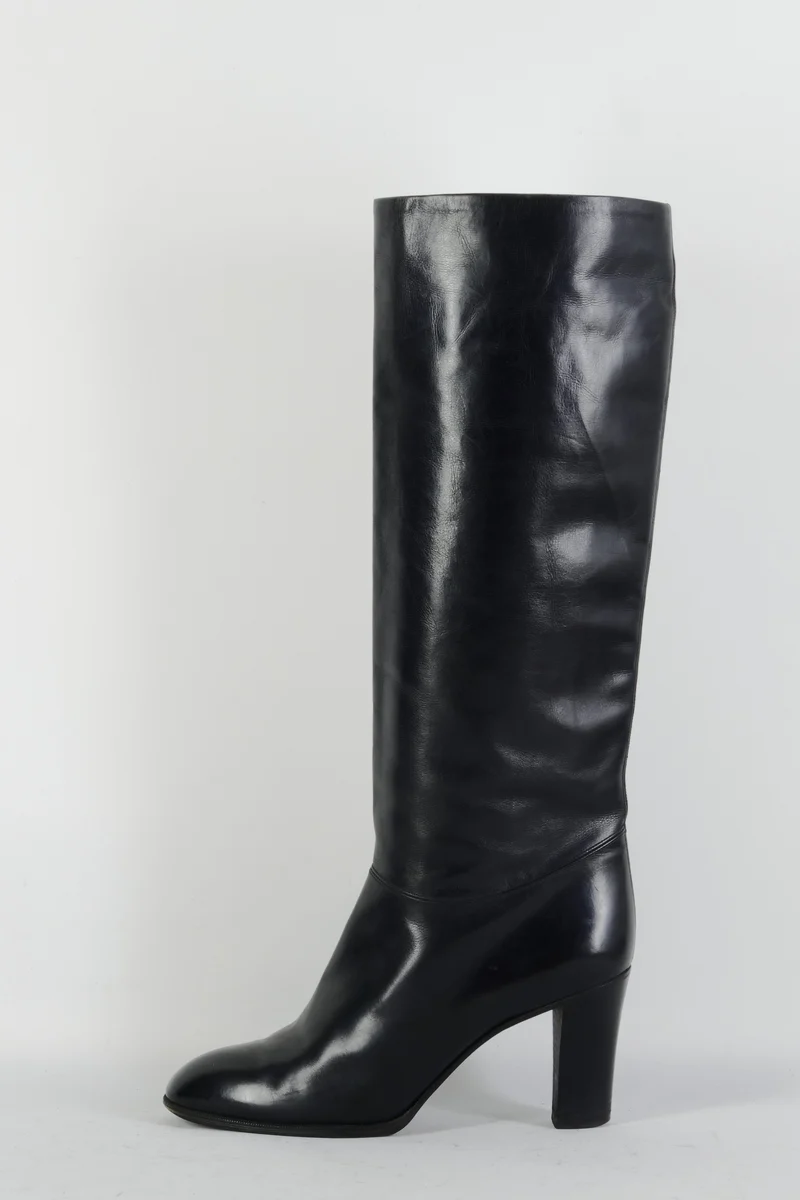 Vintage-Stiefel Leder schwarz