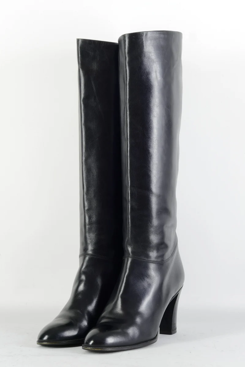 Vintage-Stiefel Leder schwarz
