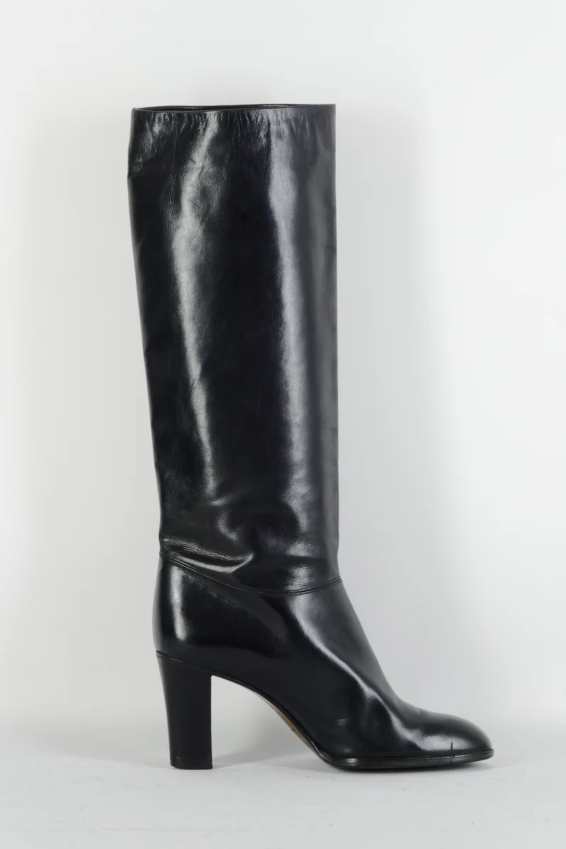 Vintage-Stiefel Leder schwarz