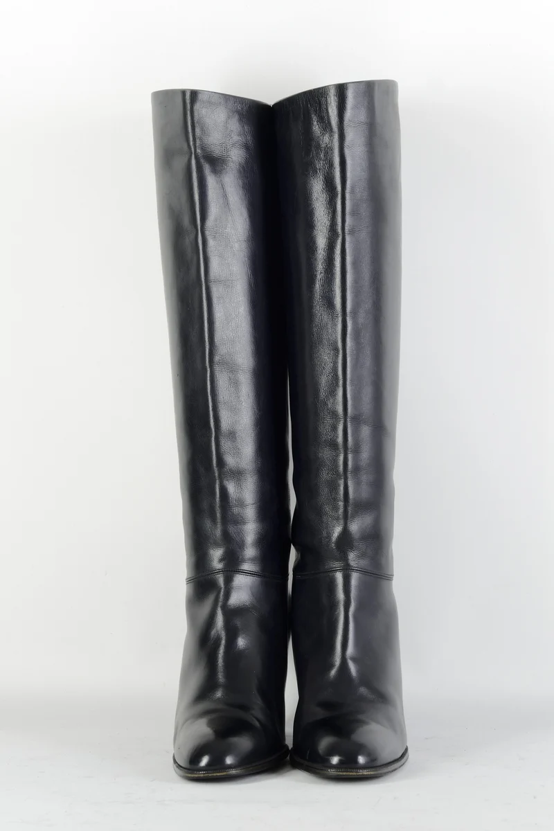 Vintage-Stiefel Leder schwarz