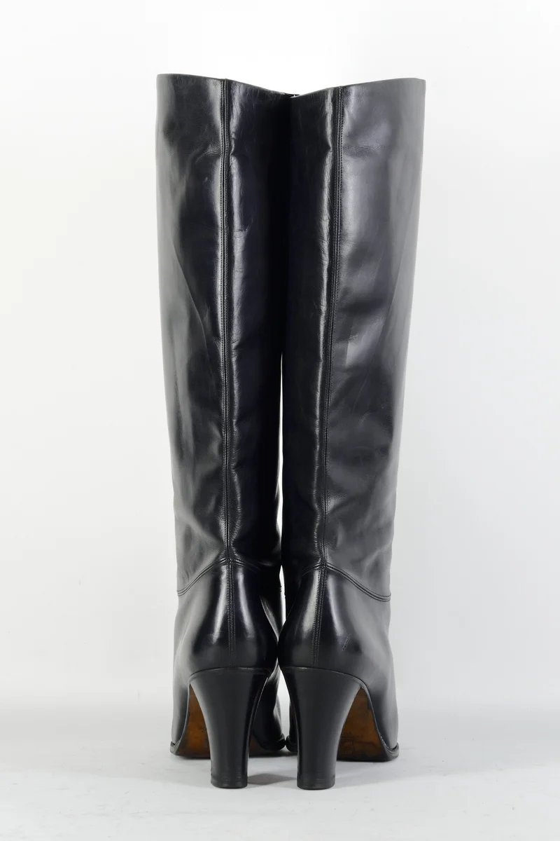 Vintage-Stiefel Leder schwarz