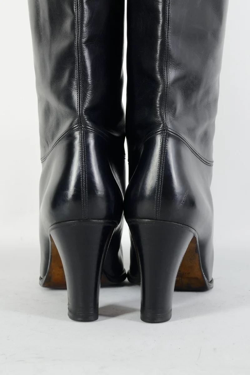 Vintage-Stiefel Leder schwarz