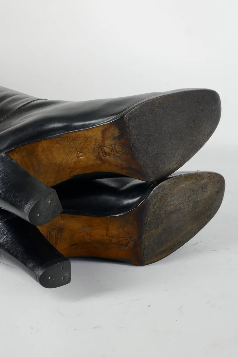 Vintage-Stiefel Leder schwarz