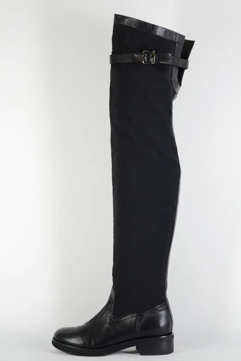 Overknees Leder schwarz