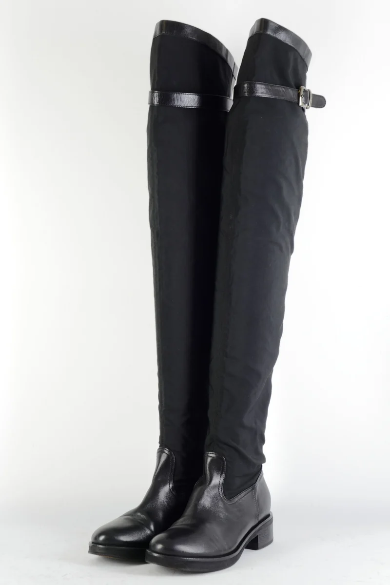 Overknees Leder schwarz