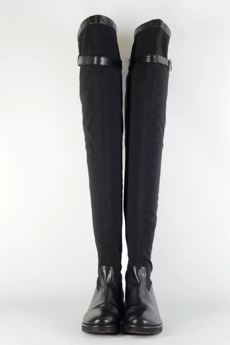 Overknees Leder schwarz