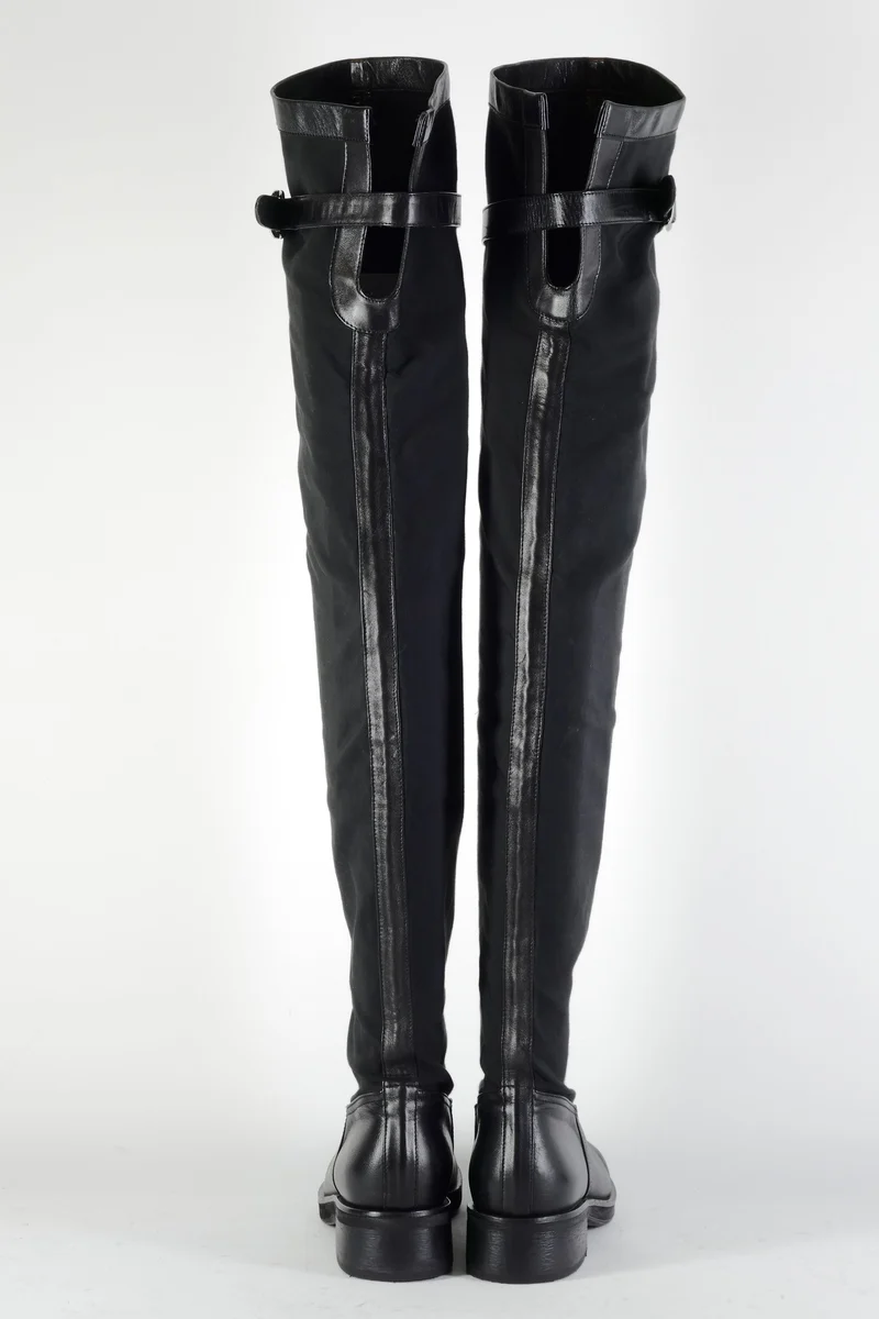 Overknees Leder schwarz