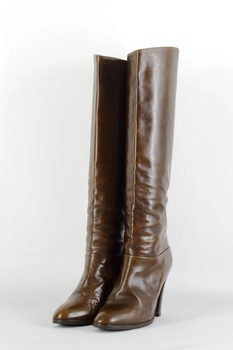 Vintage-Stiefel Leder kastanie