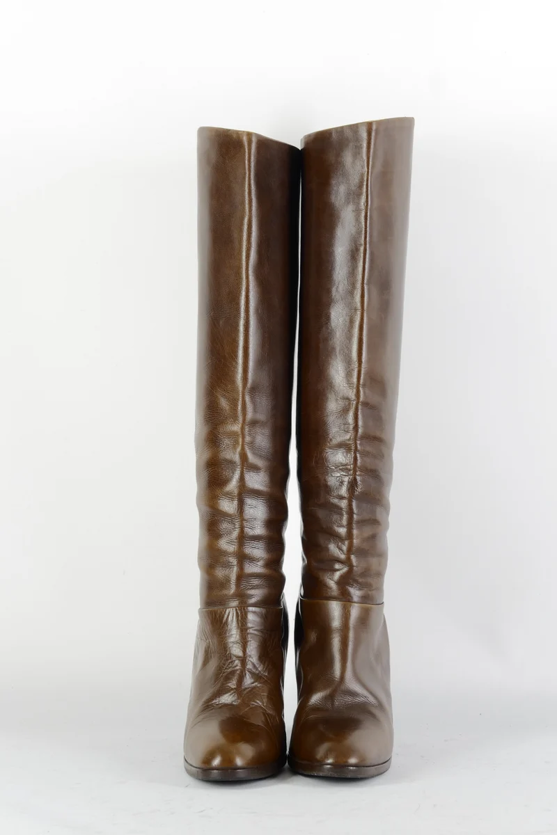 Vintage-Stiefel Leder kastanie
