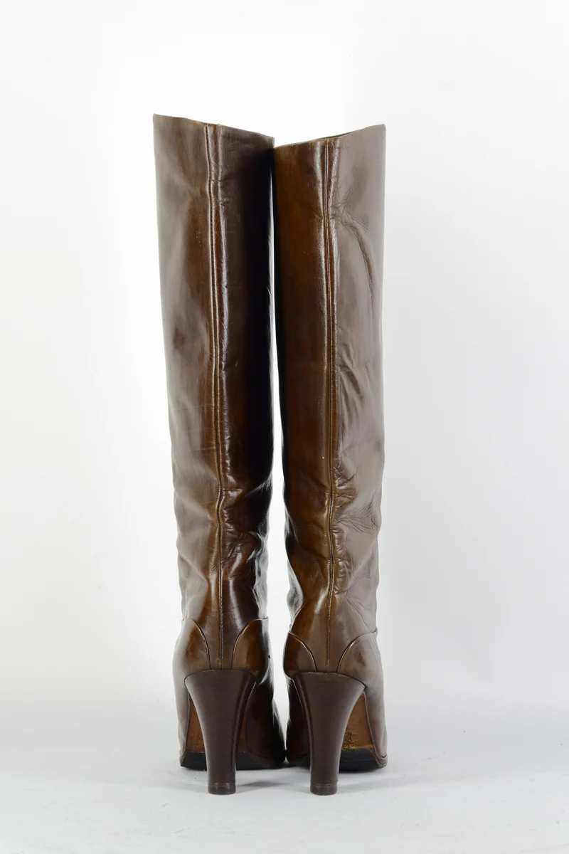 Vintage-Stiefel Leder kastanie