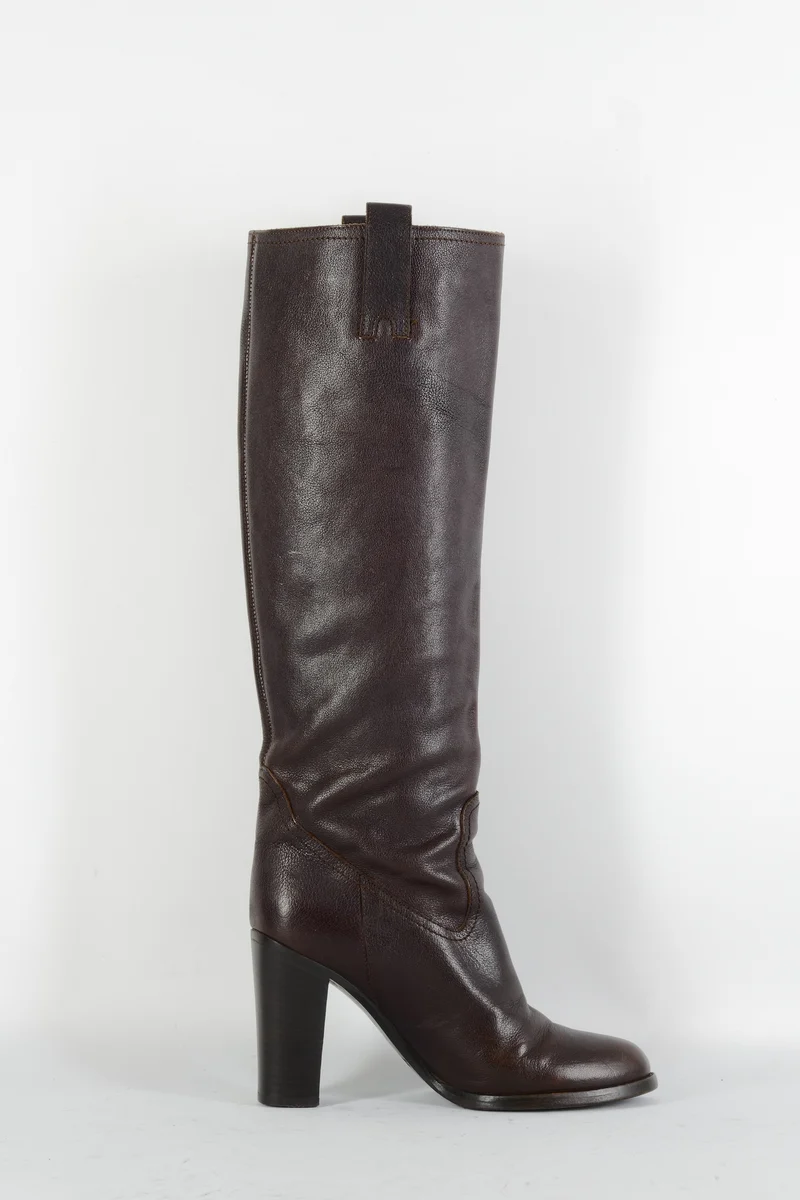 Stiefel Leder dunkelbraun