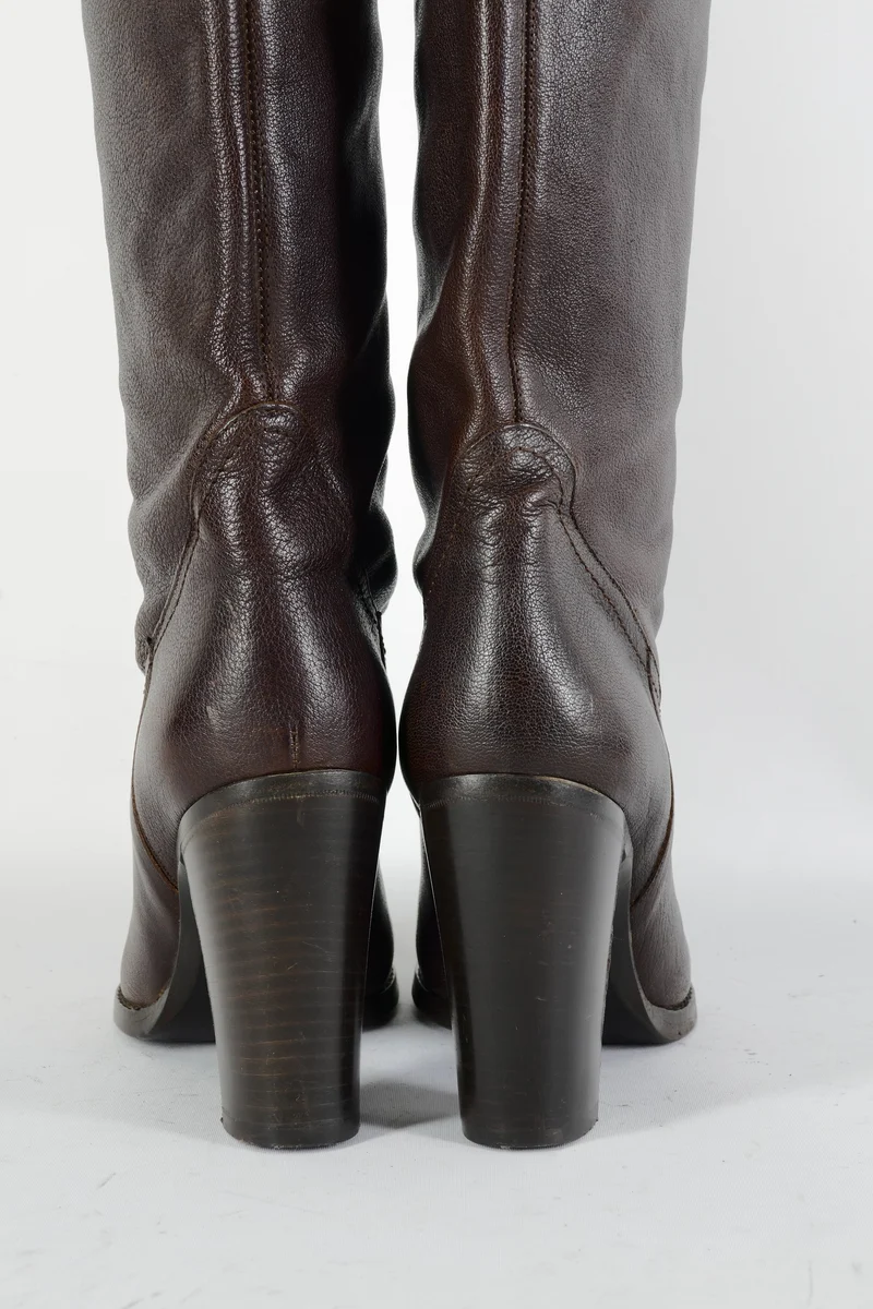 Stiefel Leder dunkelbraun