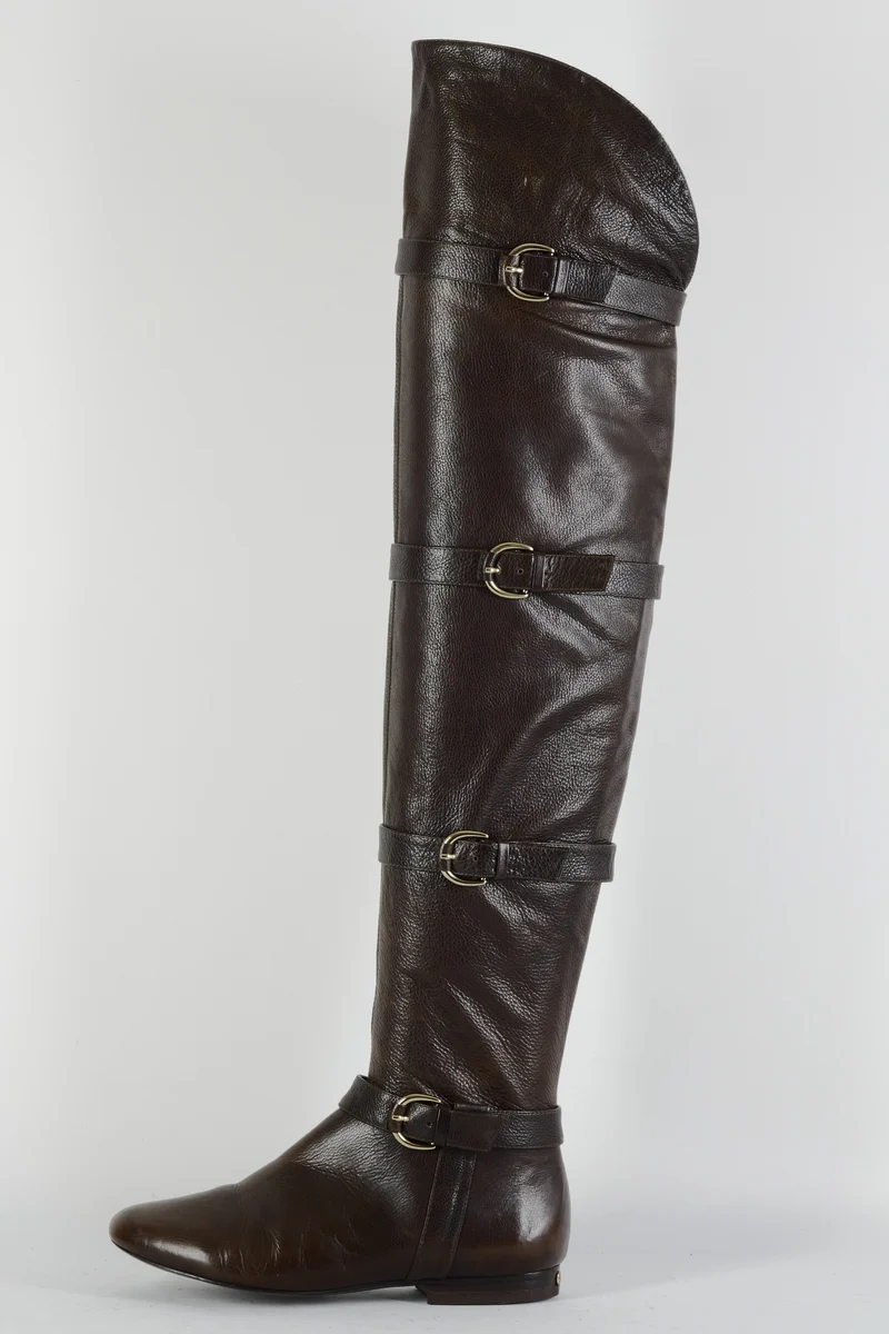 Overknees Leder mittelbraun