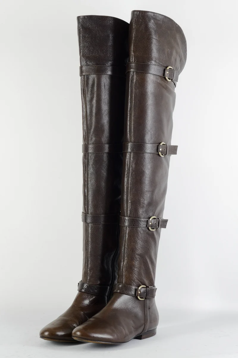 Overknees Leder mittelbraun