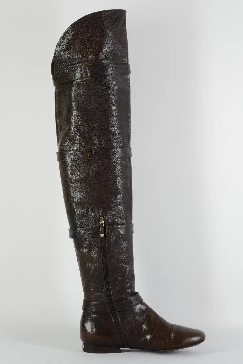 Overknees Leder mittelbraun