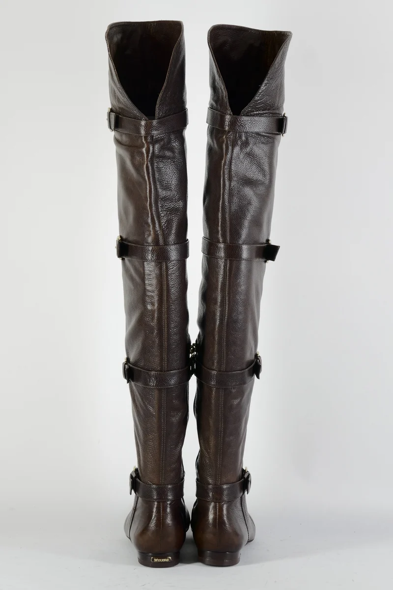 Overknees Leder mittelbraun