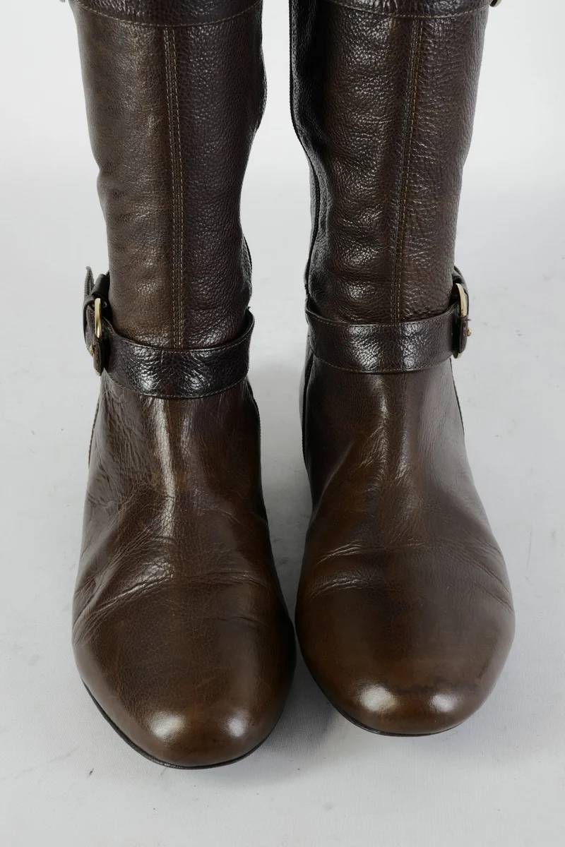 Overknees Leder mittelbraun