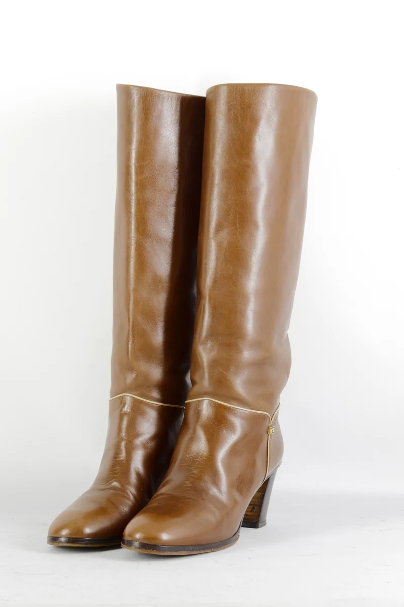 Vintage-Stiefel Leder mittelbraun