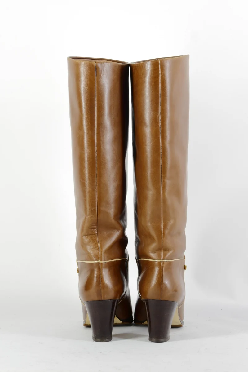 Vintage-Stiefel Leder mittelbraun