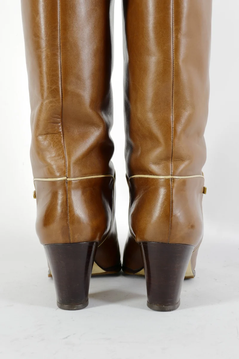 Vintage-Stiefel Leder mittelbraun