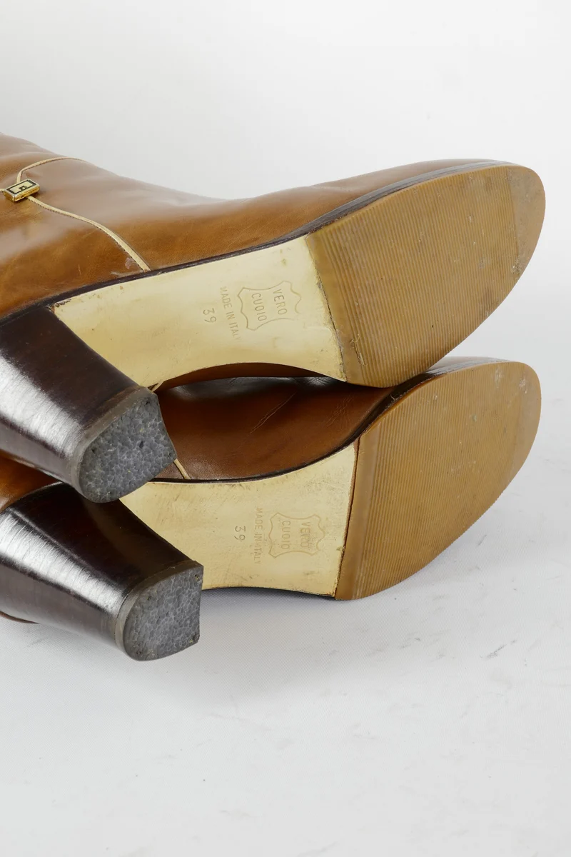 Vintage-Stiefel Leder mittelbraun