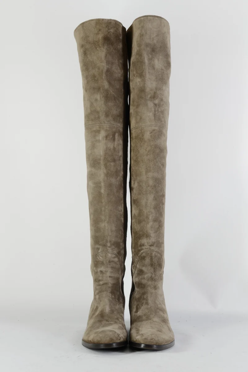Overknees Wildleder graubraun
