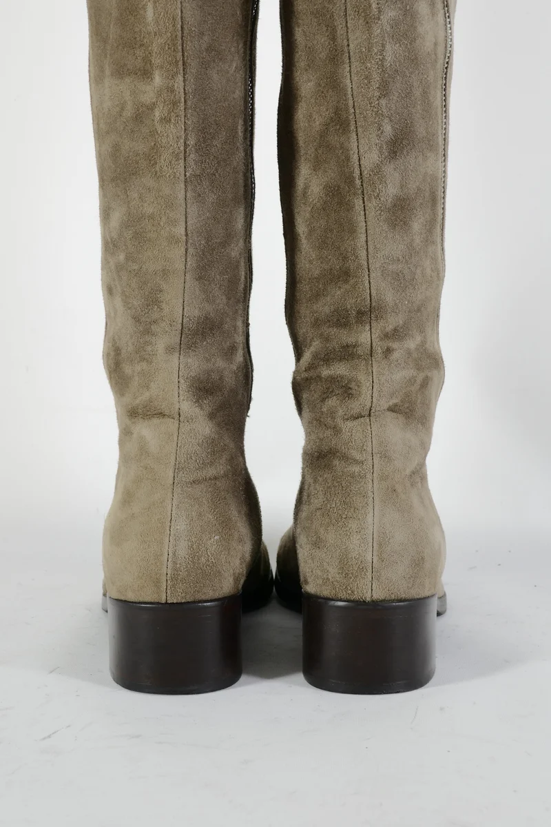 Overknees Wildleder graubraun