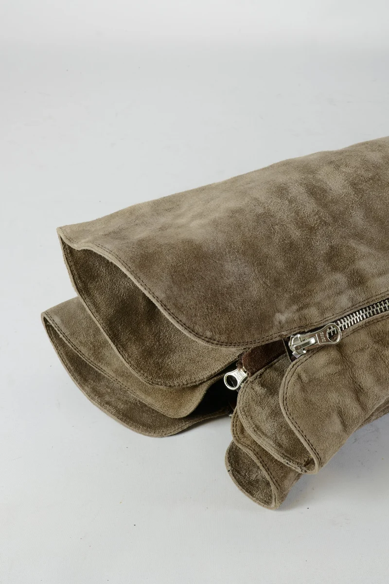 Overknees Wildleder graubraun