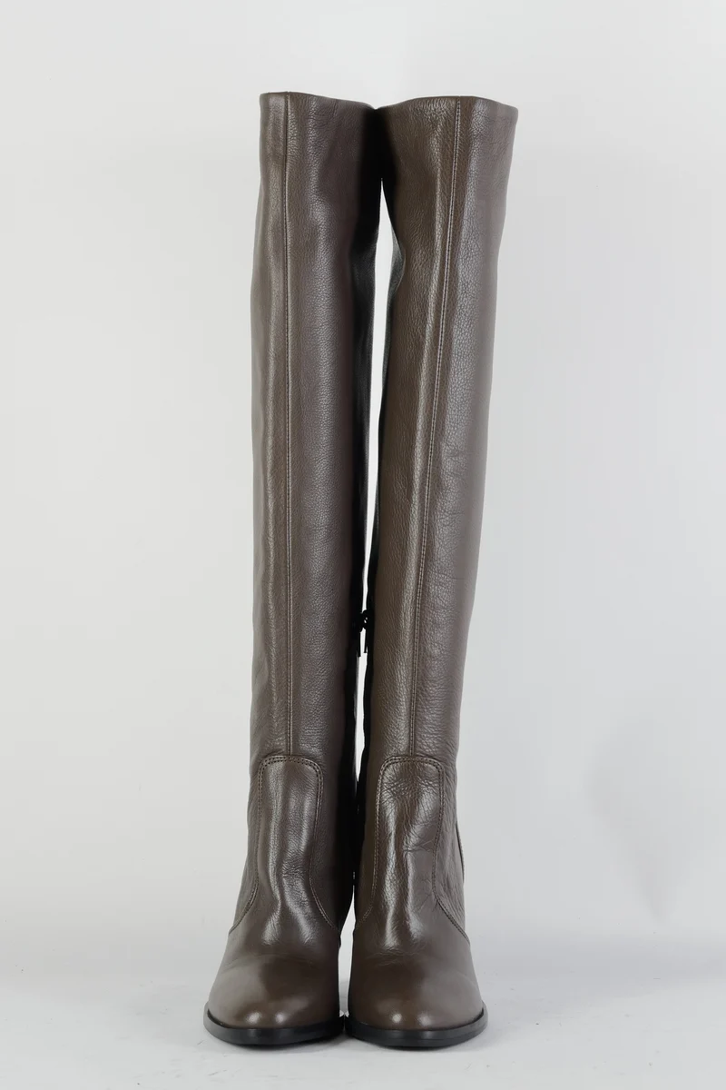 Hohe Stiefel Leder graubraun