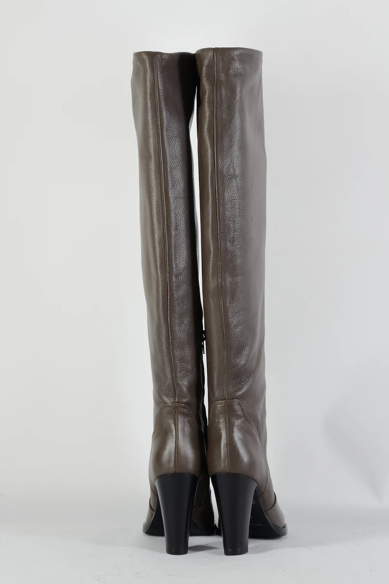 Hohe Stiefel Leder graubraun