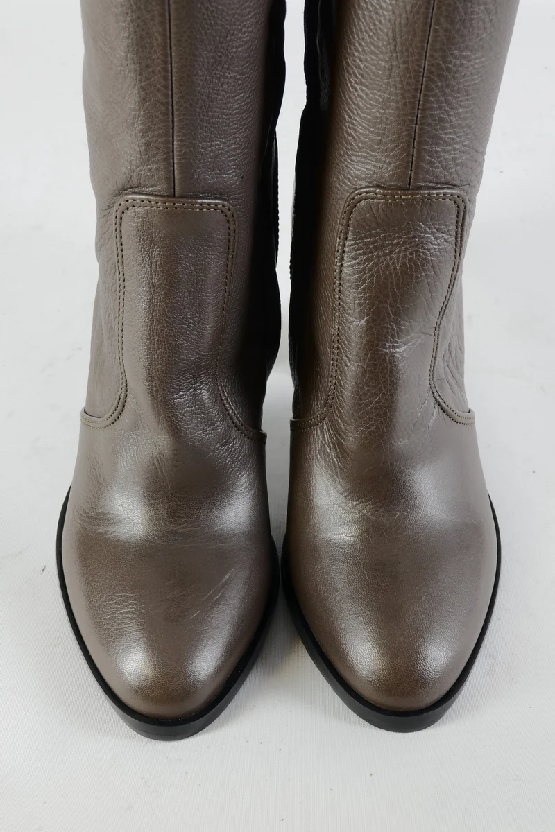 Hohe Stiefel Leder graubraun